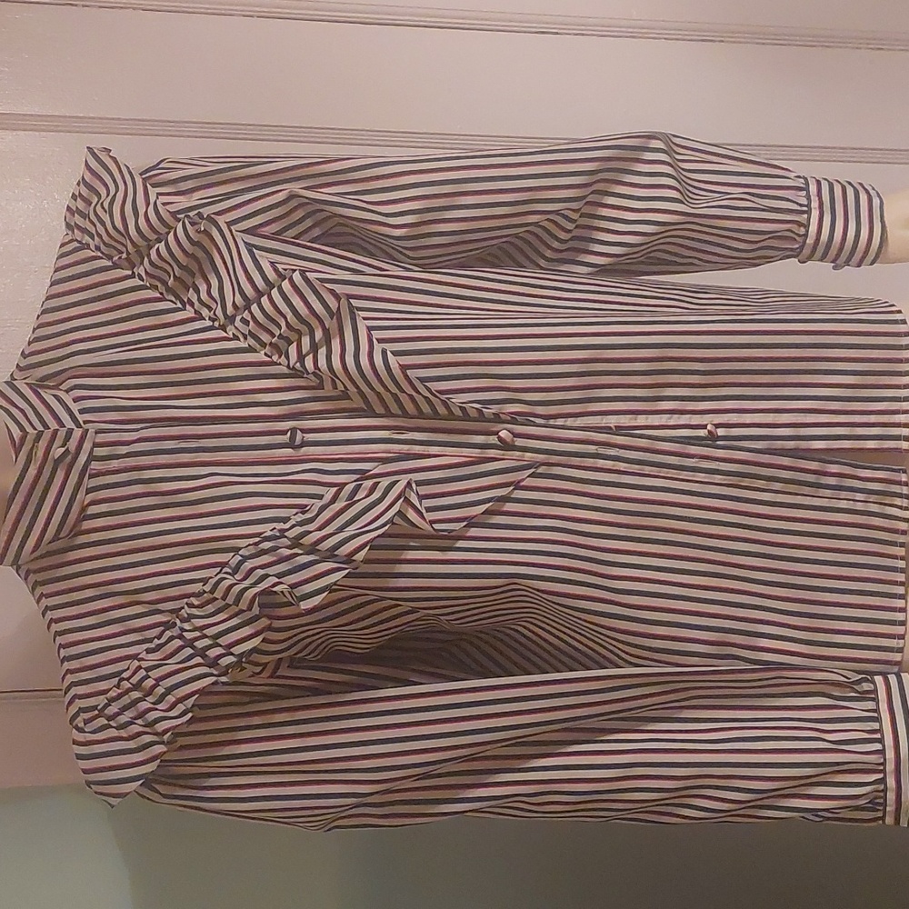 Vintage blouse. Striped red,green,black-and-white. In great condition